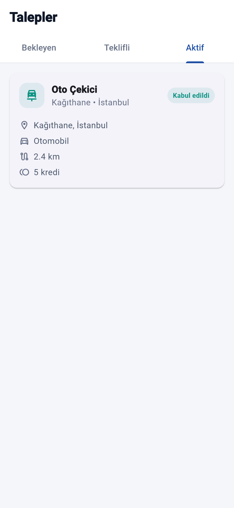 Usta Flutter uygulaması: aktif işler